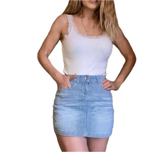 Esprit Blue and White Striped Denim Mini Skirt